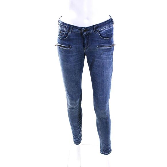 Scotch And Soda Womens Zipper Fly Mid Rise Skinny Ankle Jeans Blue Denim Size 27 - Picture 1 of 6